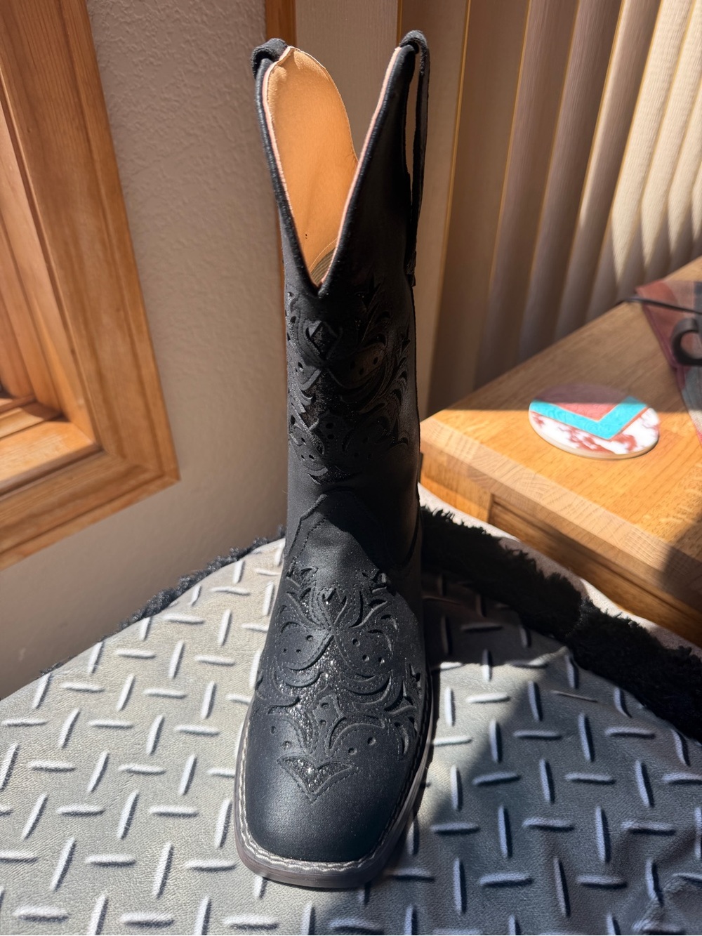 Roper Black Embossed Western Heeled Boot